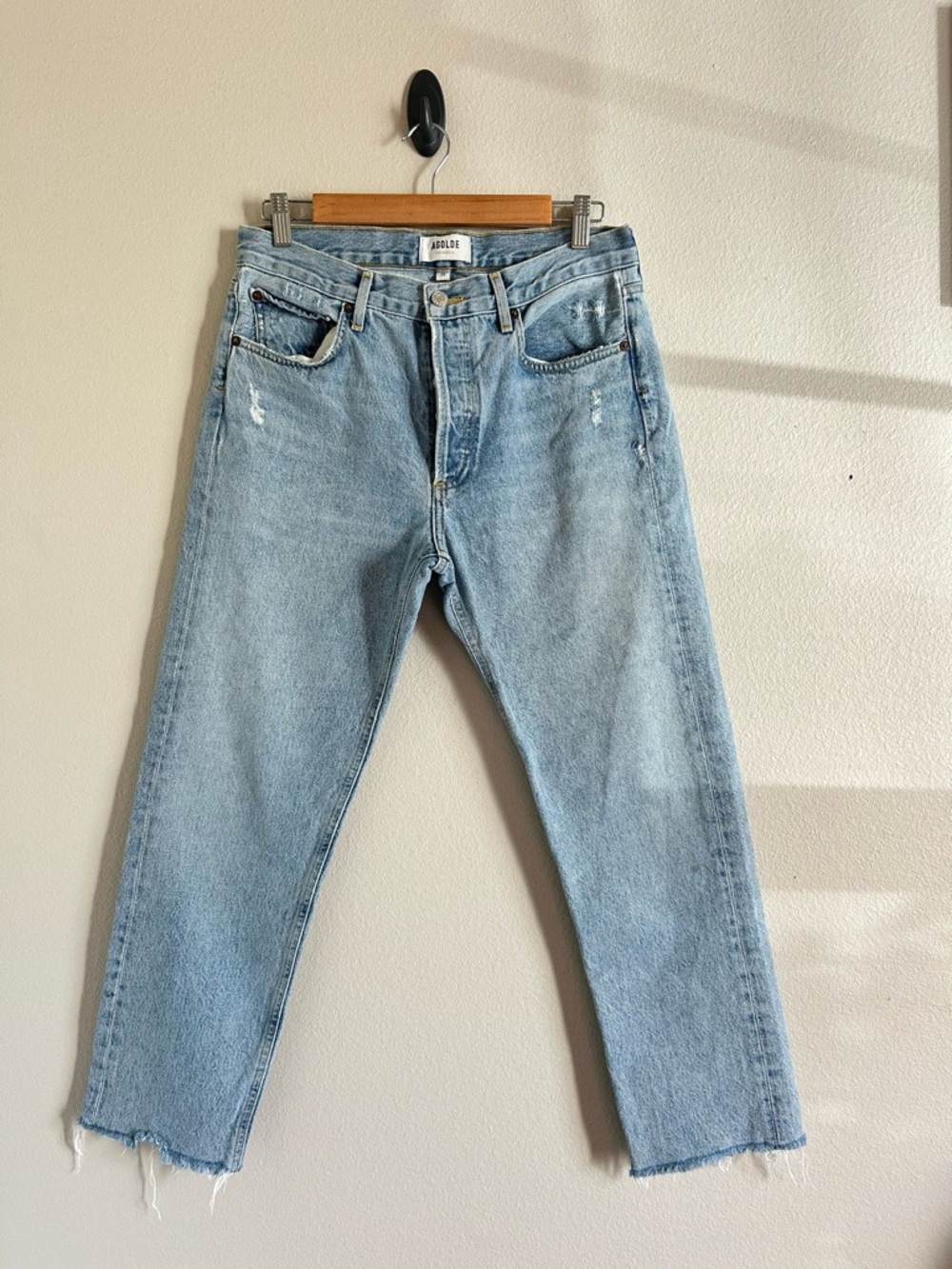 Agolde Light Blue High-Rise Straight Jeans